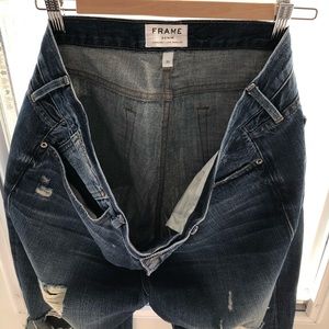 FRAME Denim distressed straight leg jeans
